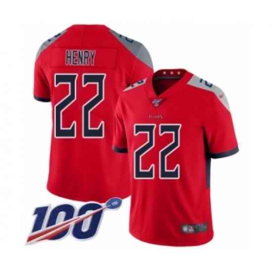 Men Tennessee Titans #22 Derrick Henry Limited Red Inverted Legend 100th Season Football Jersey